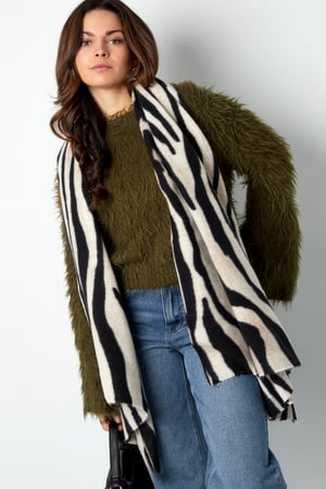 Zebra print scarf - Black and white h5 Picture3